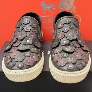 Coach Tea Rose Embellished LTR Slip-On Sneakers No. G1235